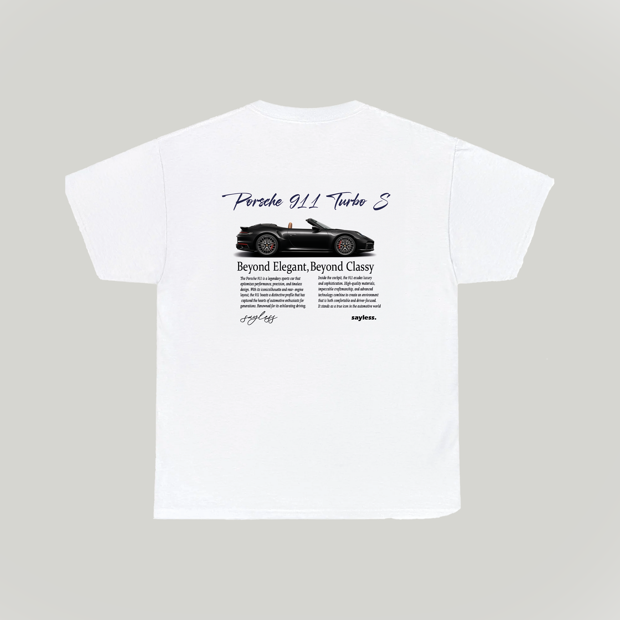 T-Shirt Turbo S
 Denna t-shirt är ett måste för alla motorsportentusiaster.
Material: 100% bomull Tygvikt: 180 GSMPassform: Klassisk, sann till storleken
-Shirt Turbo