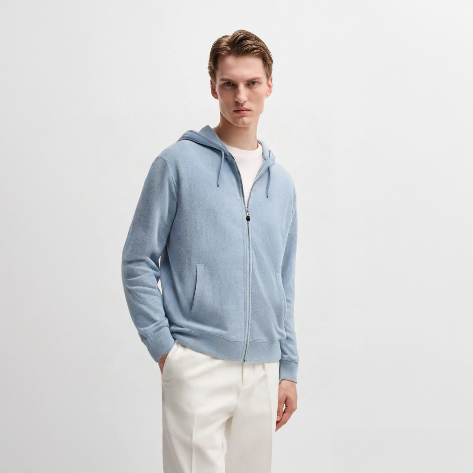 Khaki Cashmere Zip Hoodie