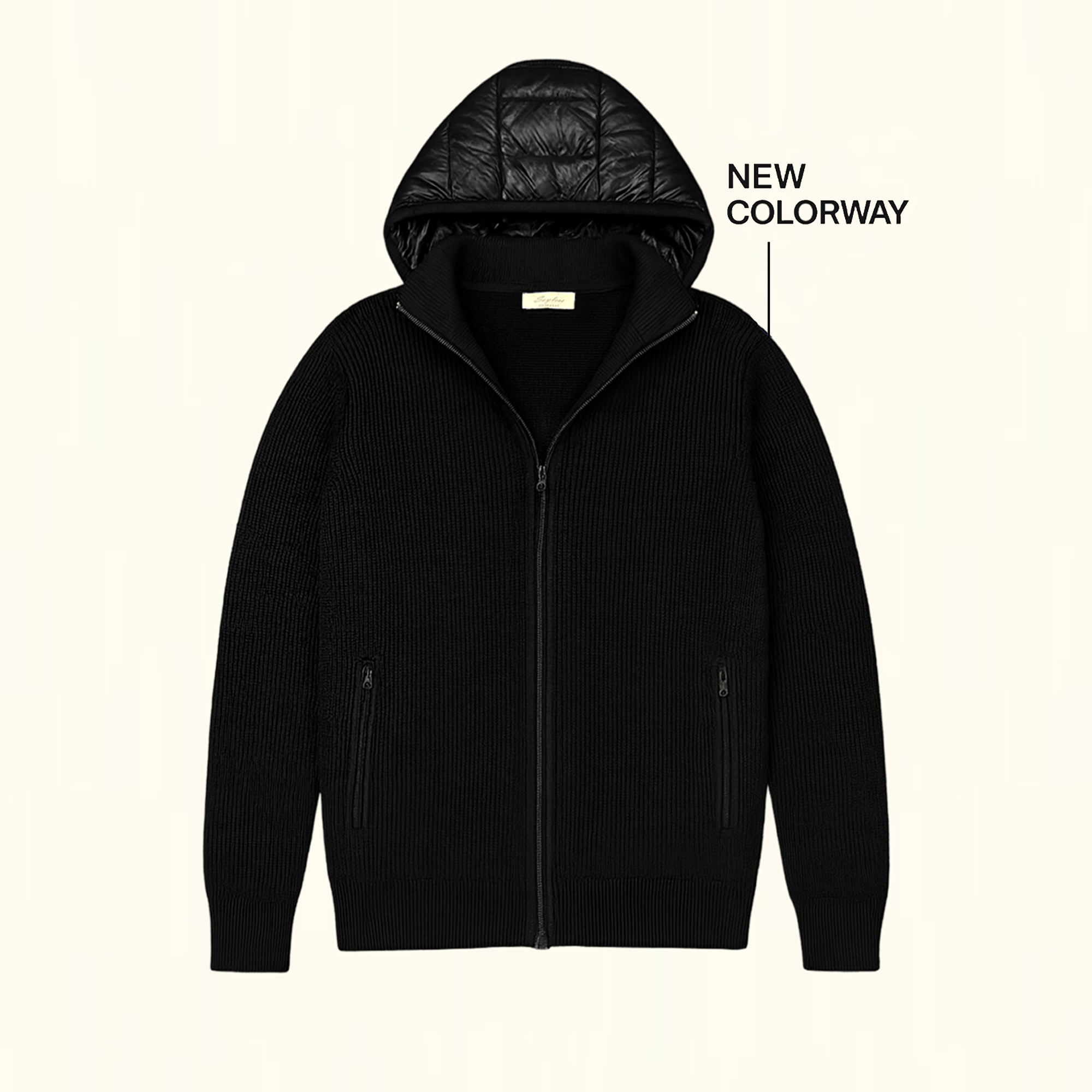 Waffle Knitted Cardigan - Padded hood