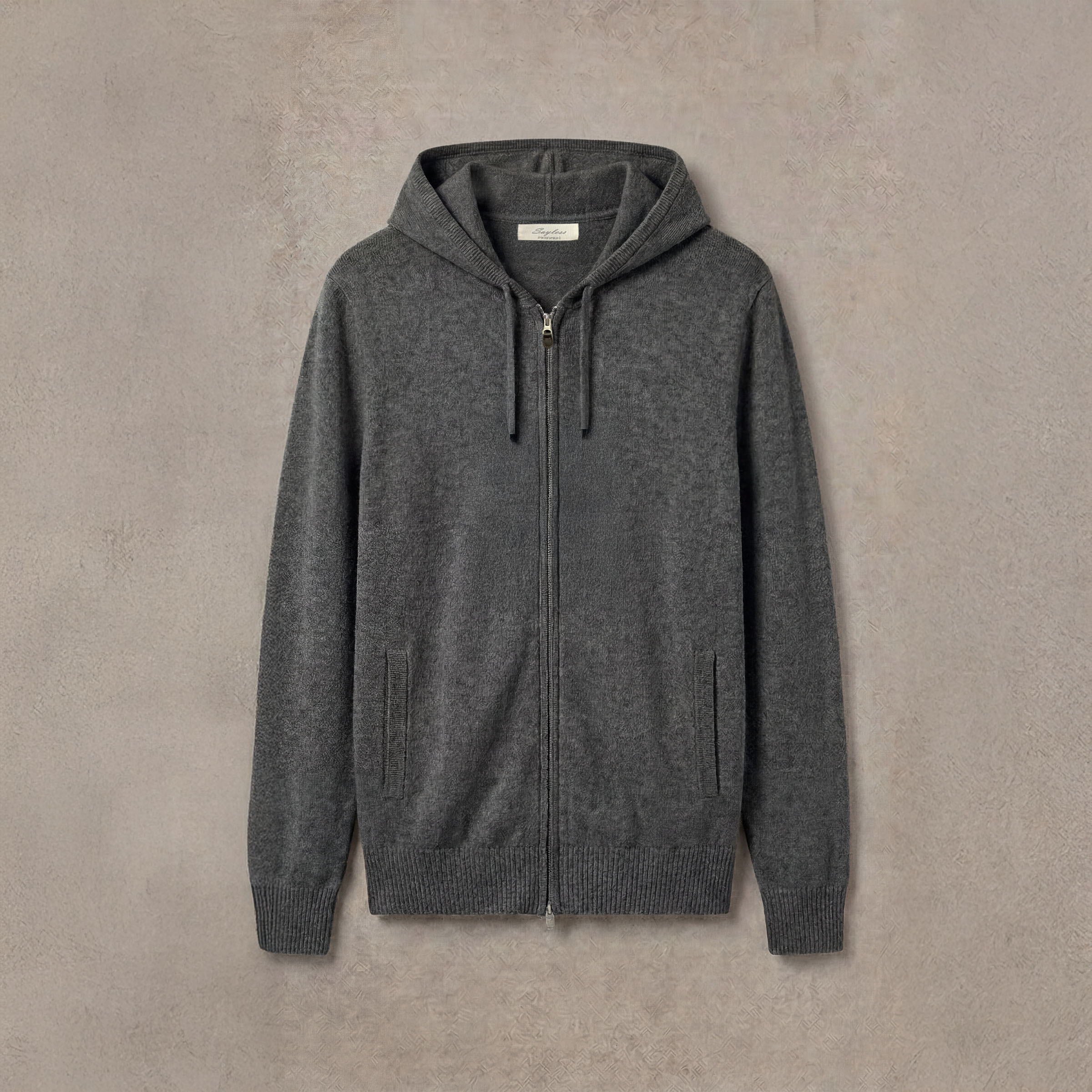 Mörkgrå Kashmir Zip Hoodie