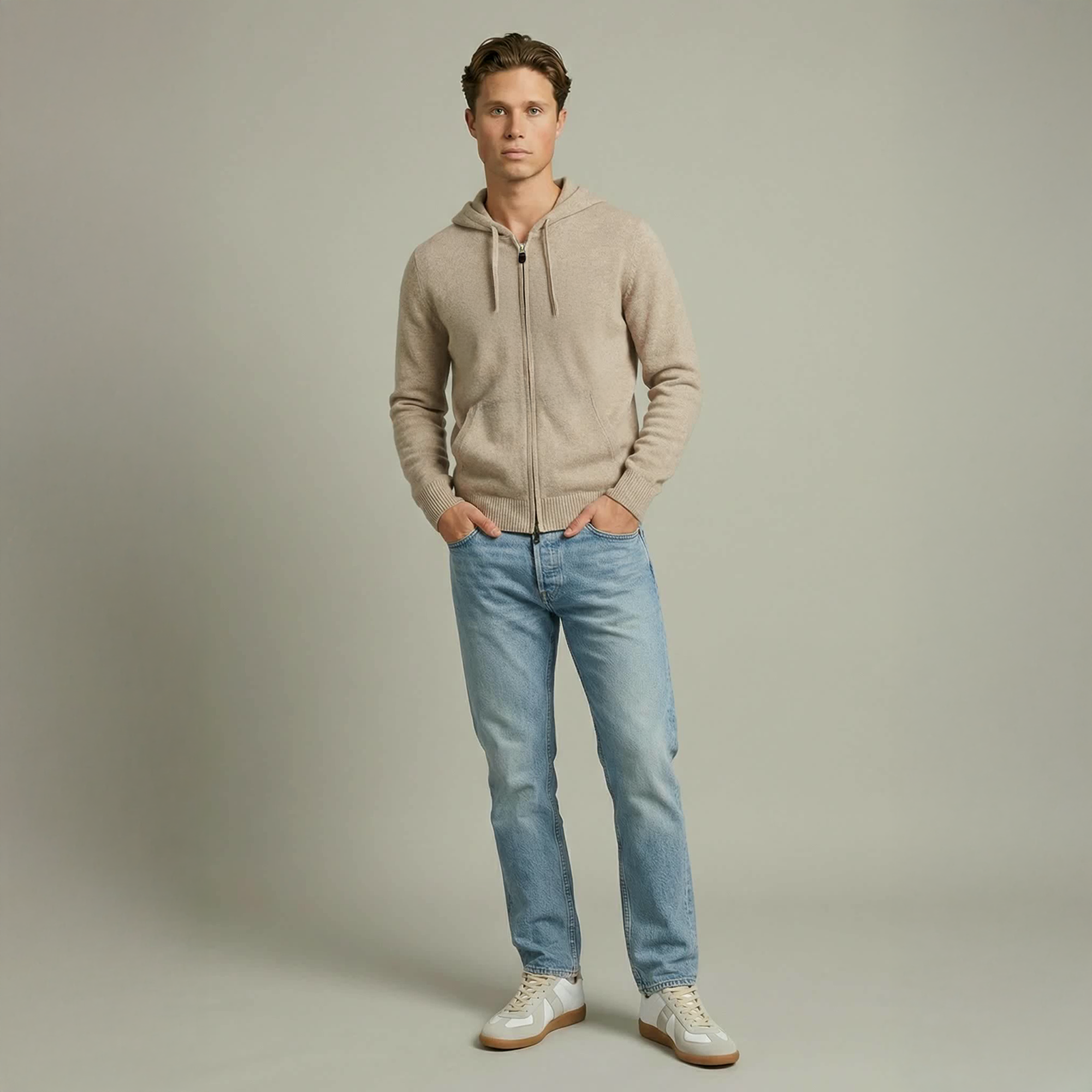 Khaki Kashmir Zip Hoodie