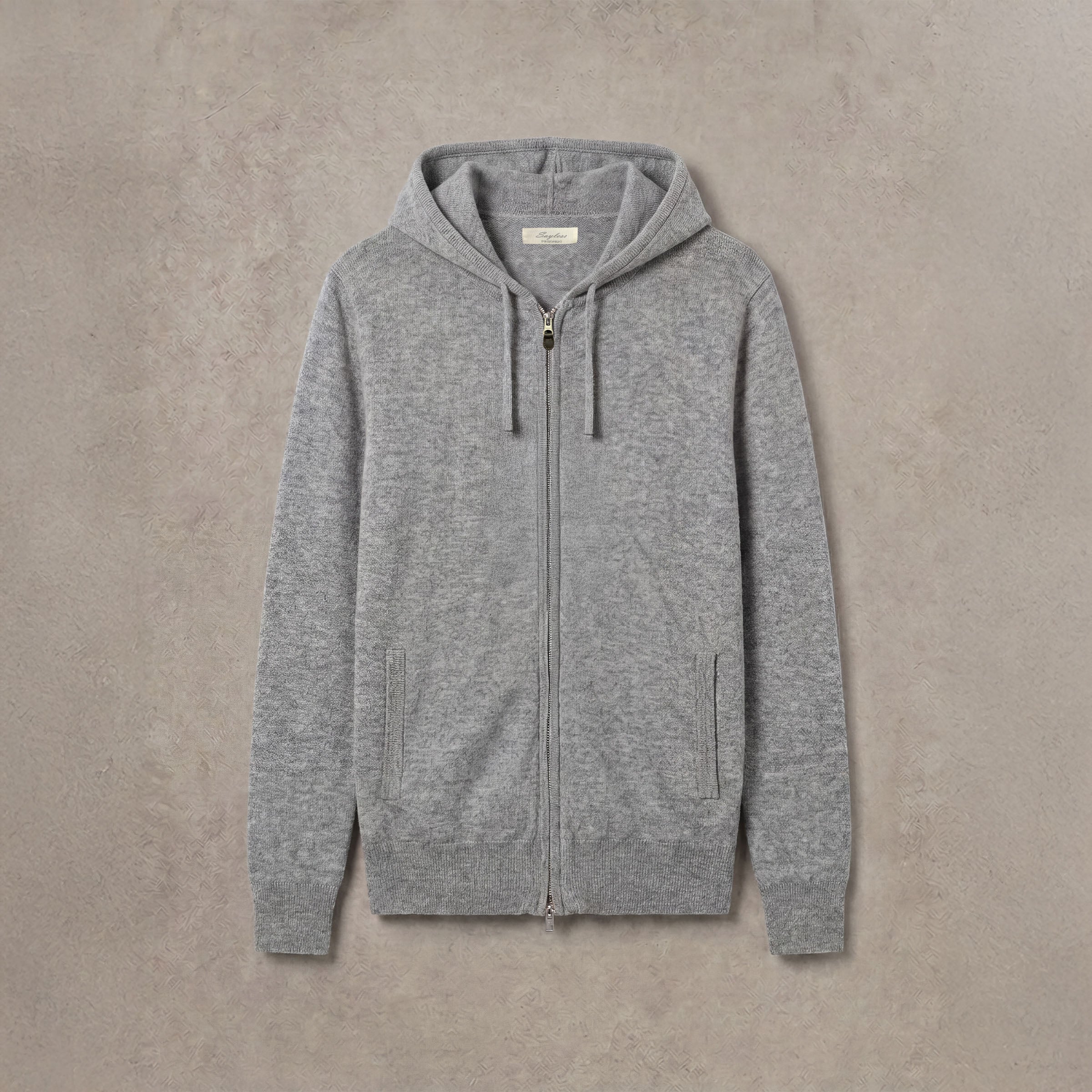 Grå Kashmir Zip Hoodie