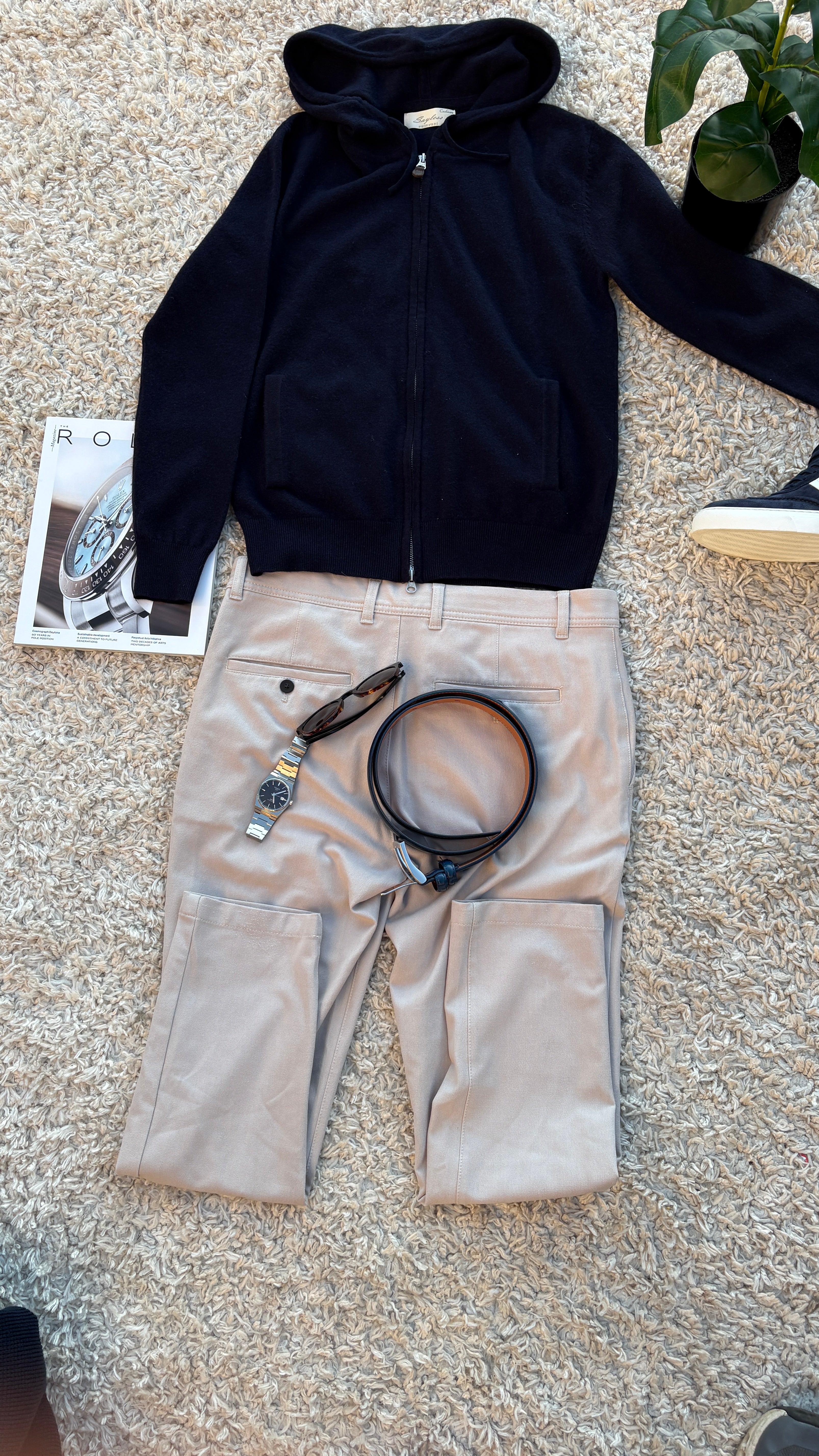 Marinblå kashmir zip hoodie | Navy cashmere zip hoodie