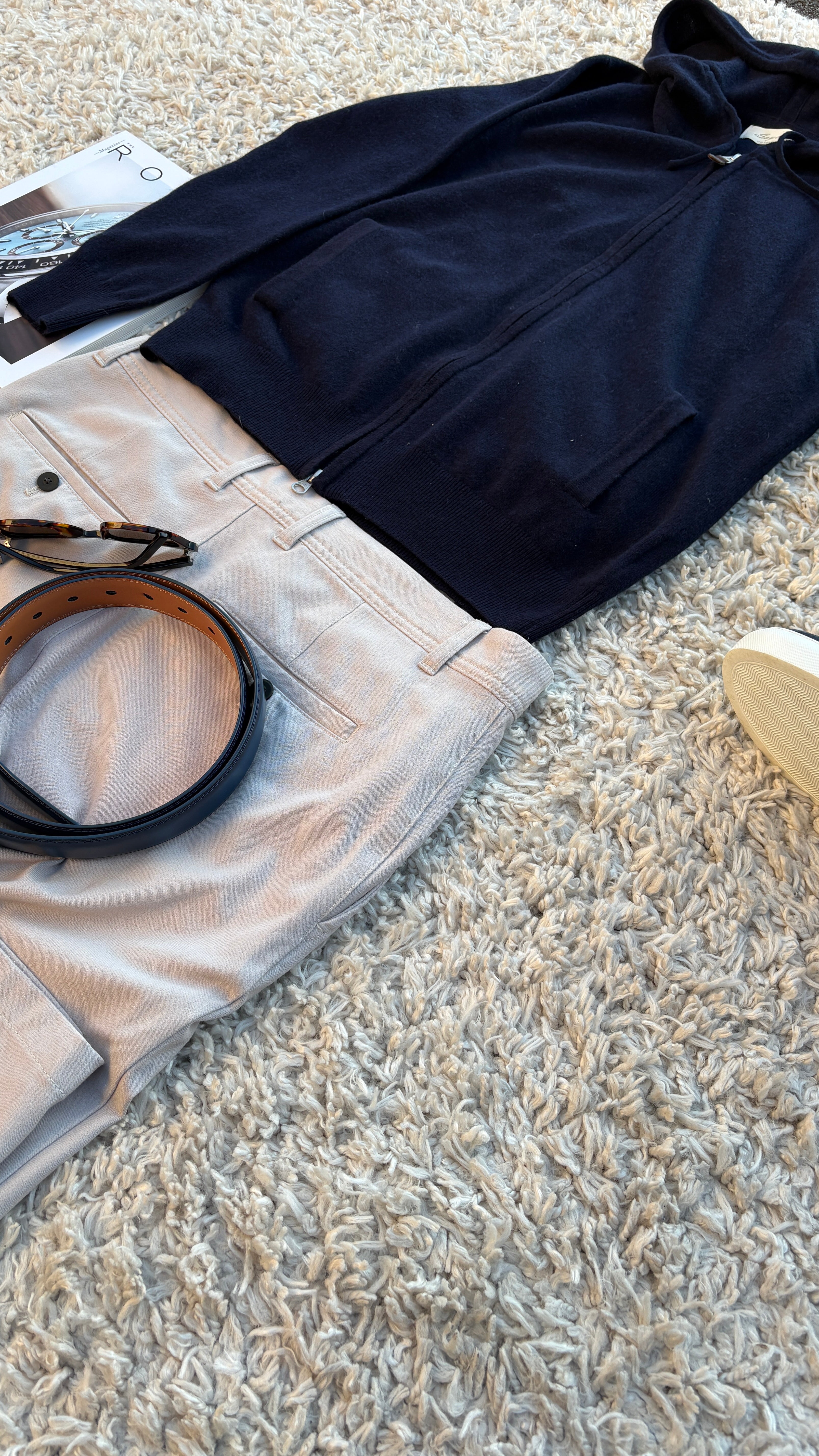 Marinblå kashmir zip hoodie | Navy cashmere zip hoodie