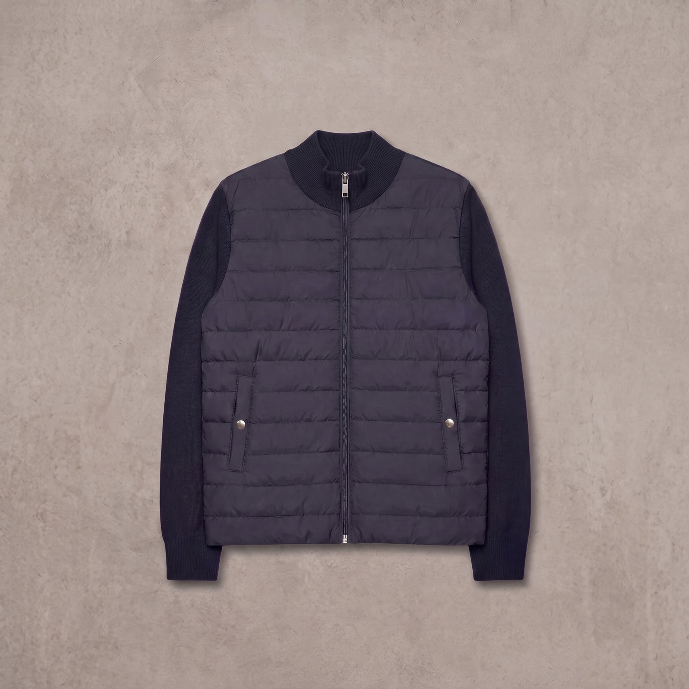 Merino Cardigan Zip Jacket Navy