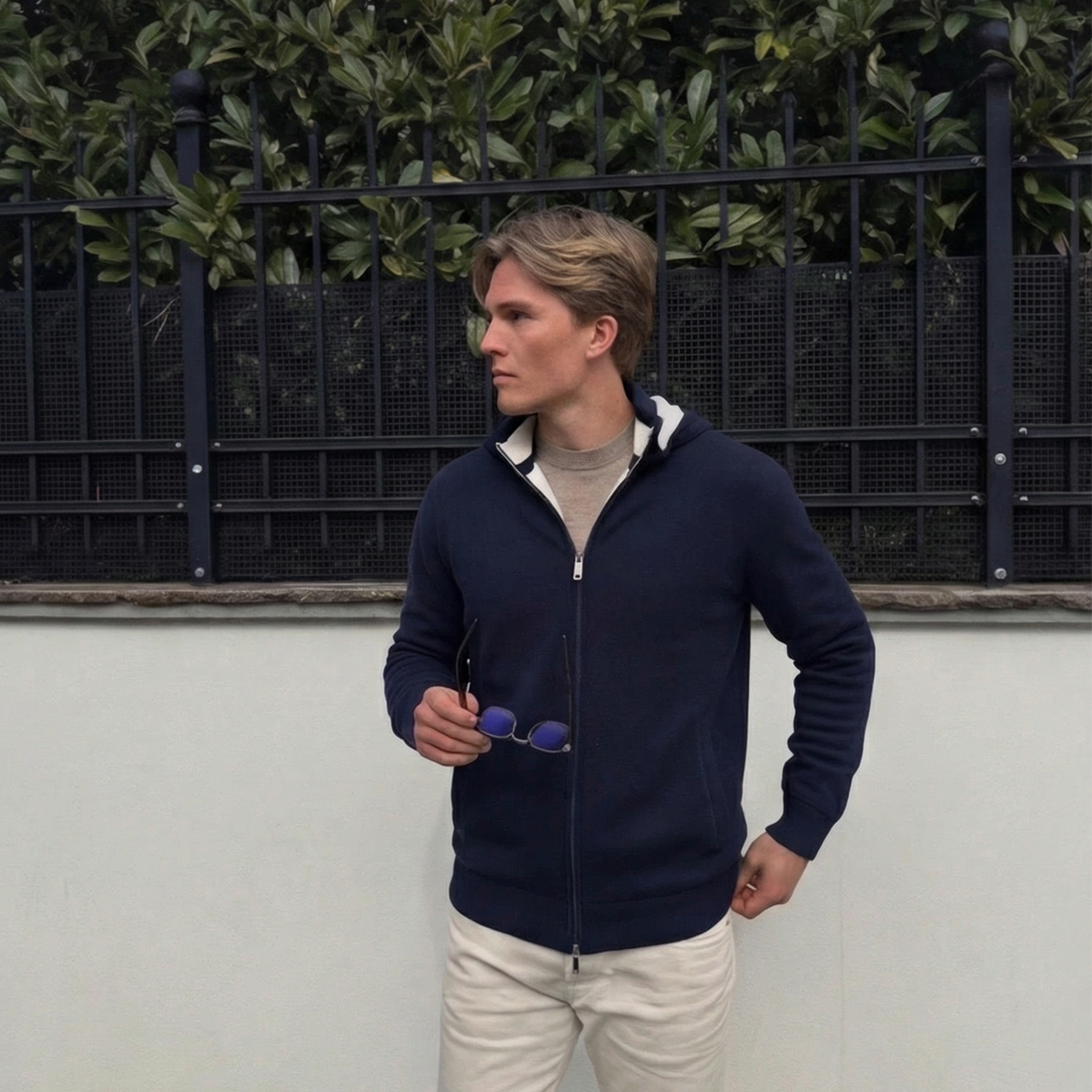 Double-Lined Cashmere Cardigan – Detachable Hood