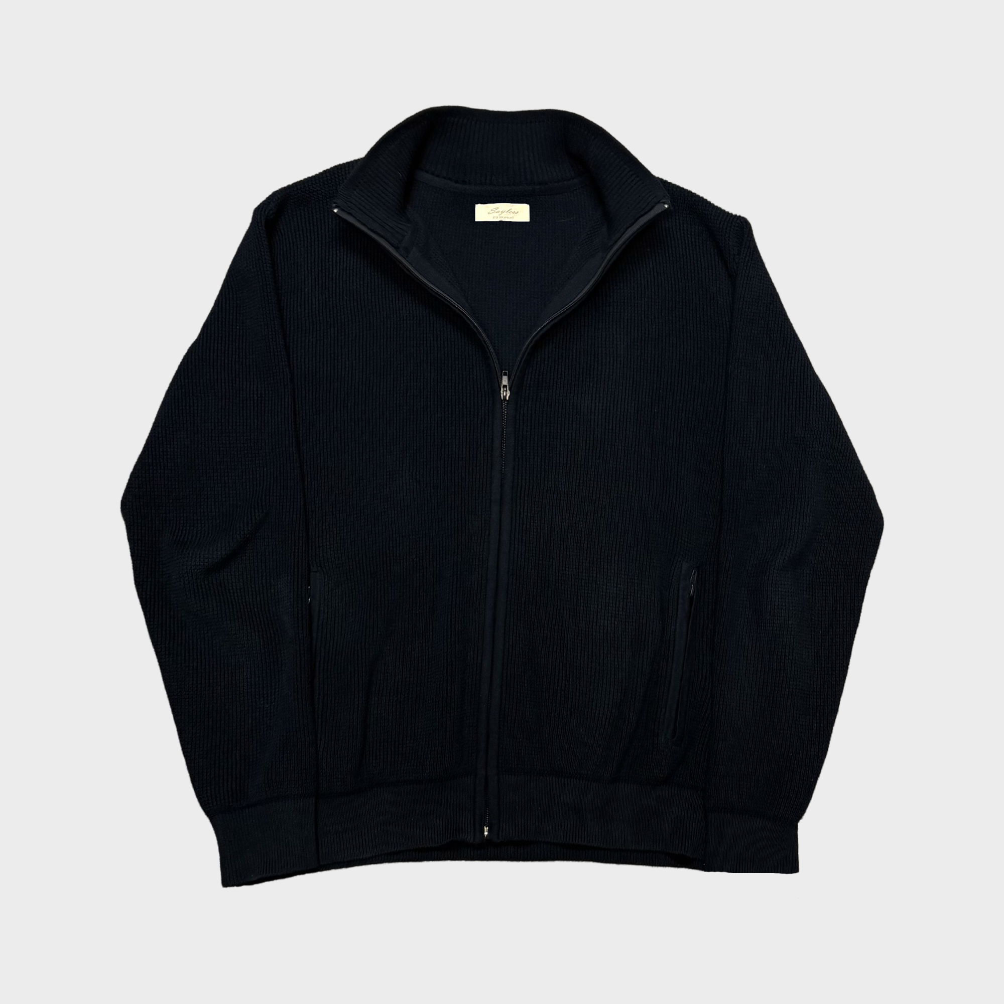 Waffle Knitted Cardigan Navy - Padded hood