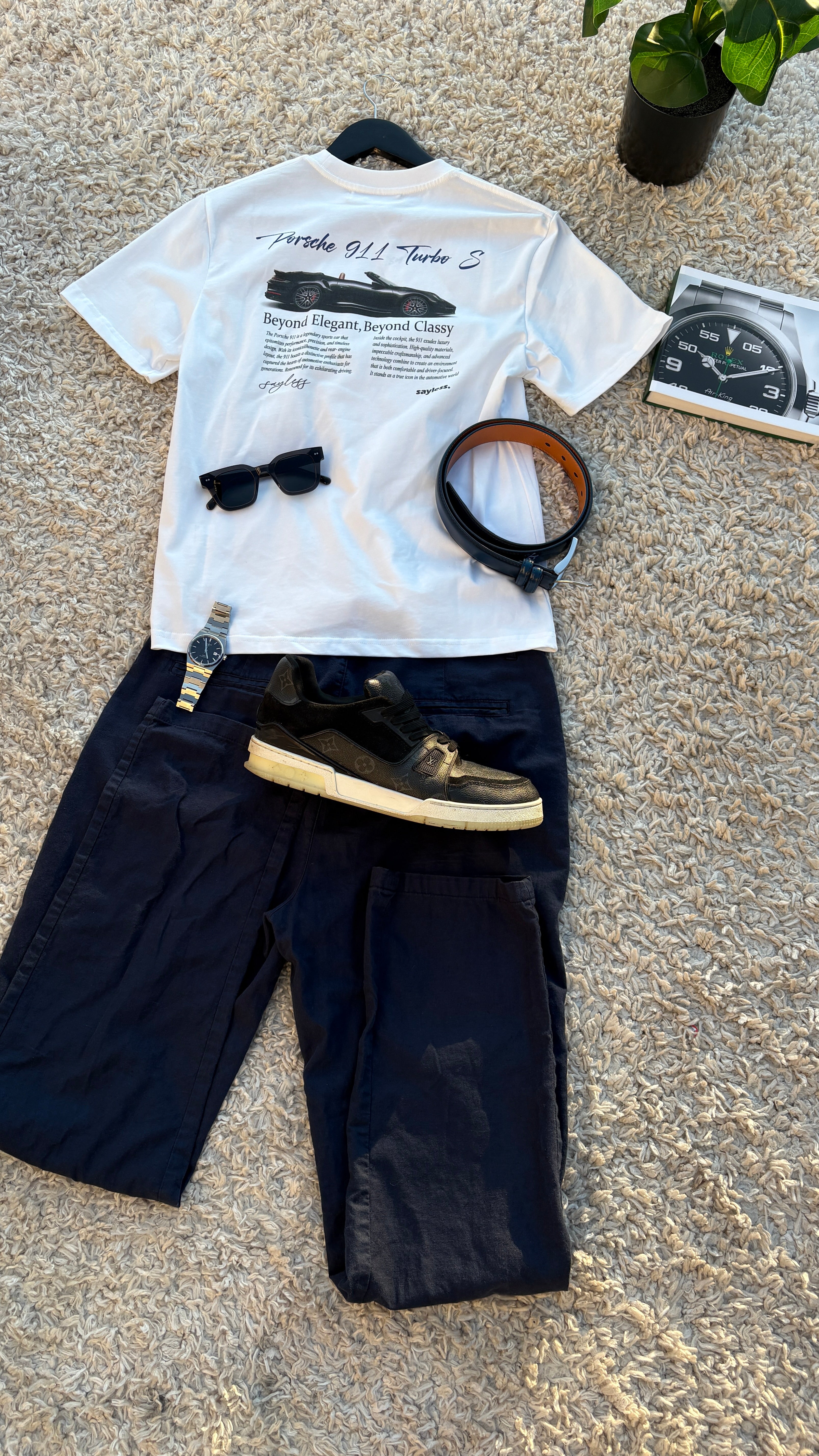 Vit Porsche T-shirt 180gsm | White Porsche T-shirt 180gsm