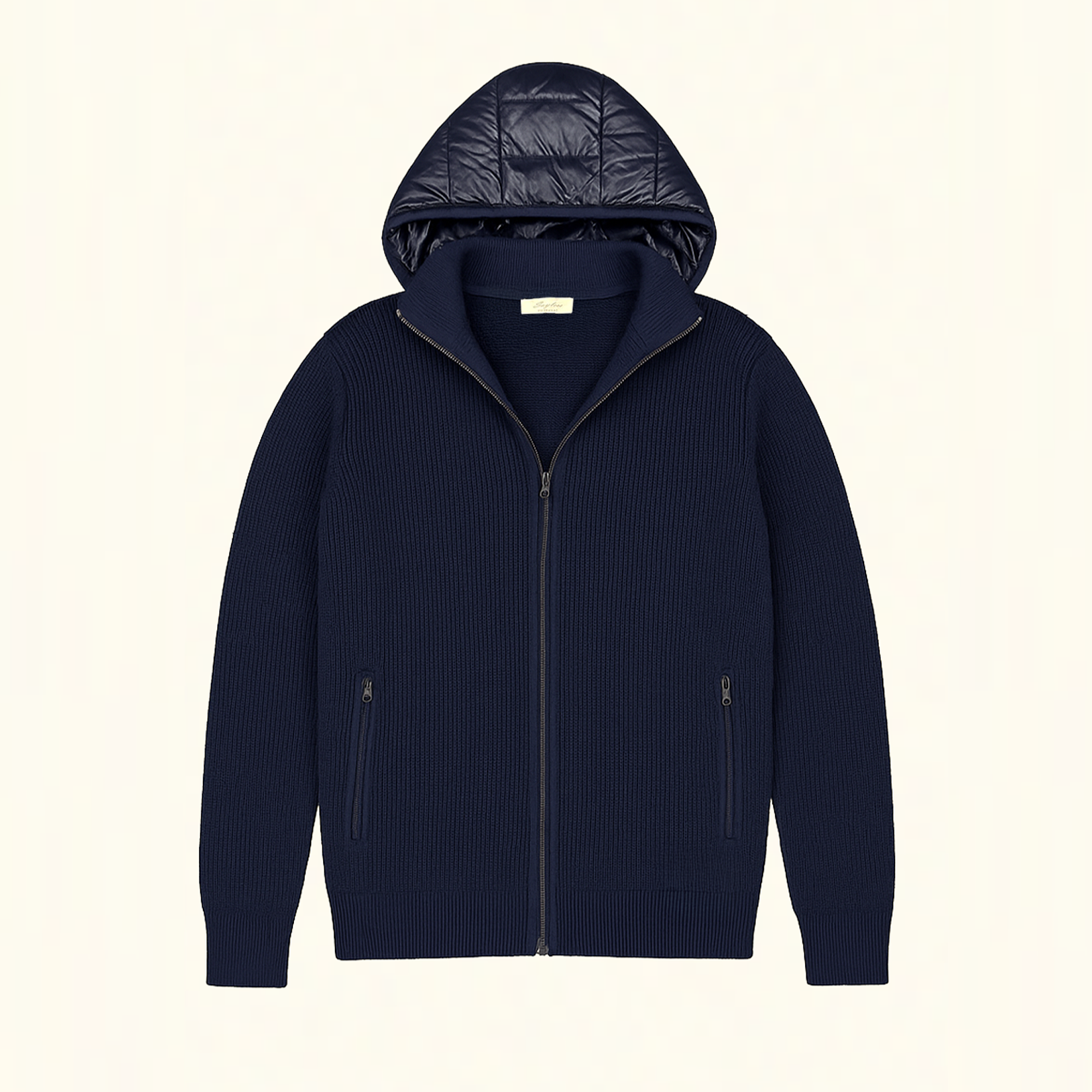 Waffle Knitted Cardigan - Padded hood