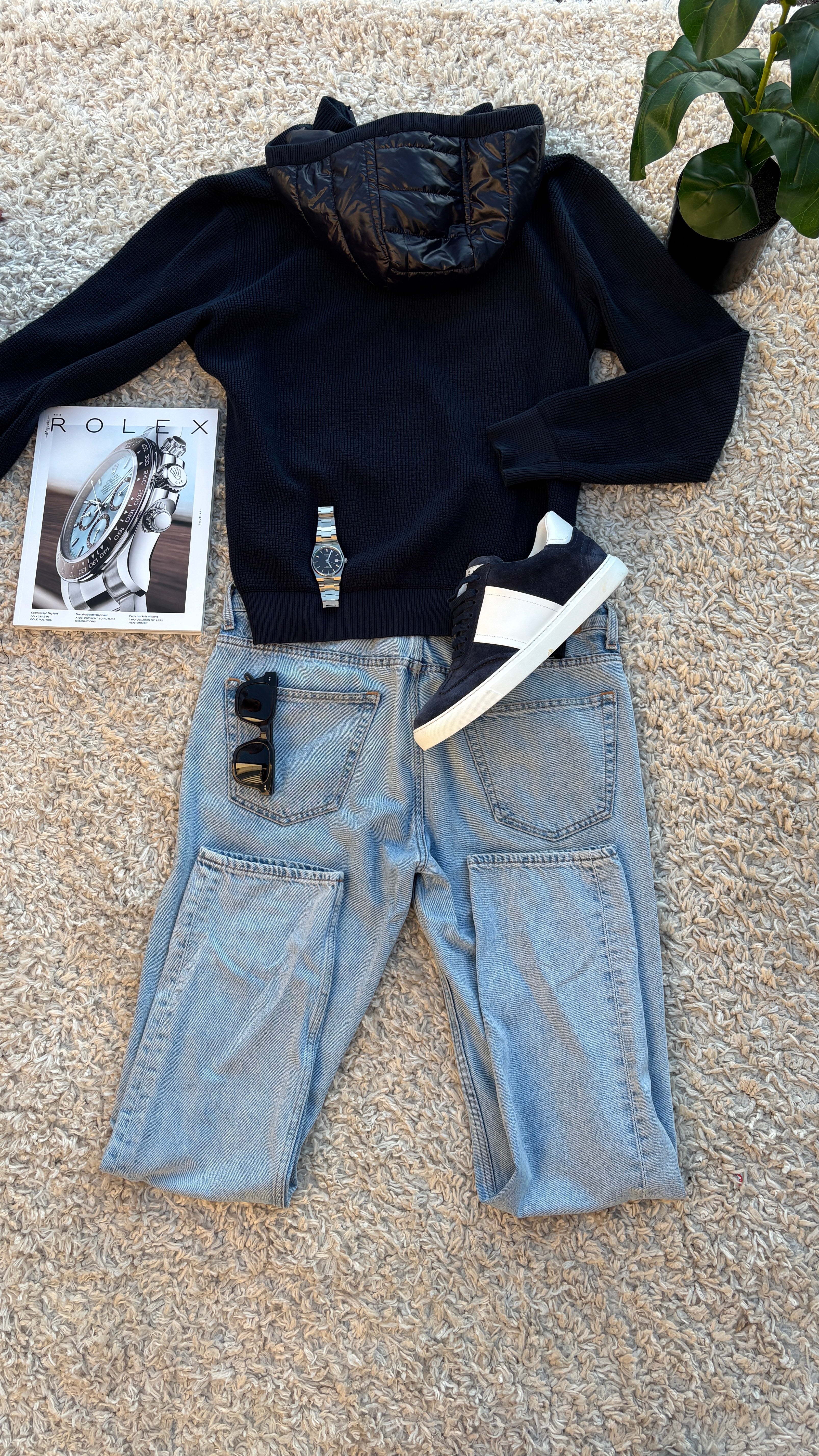 Waffle stickad cardigan med huva | Waffle knit cardigan with hood