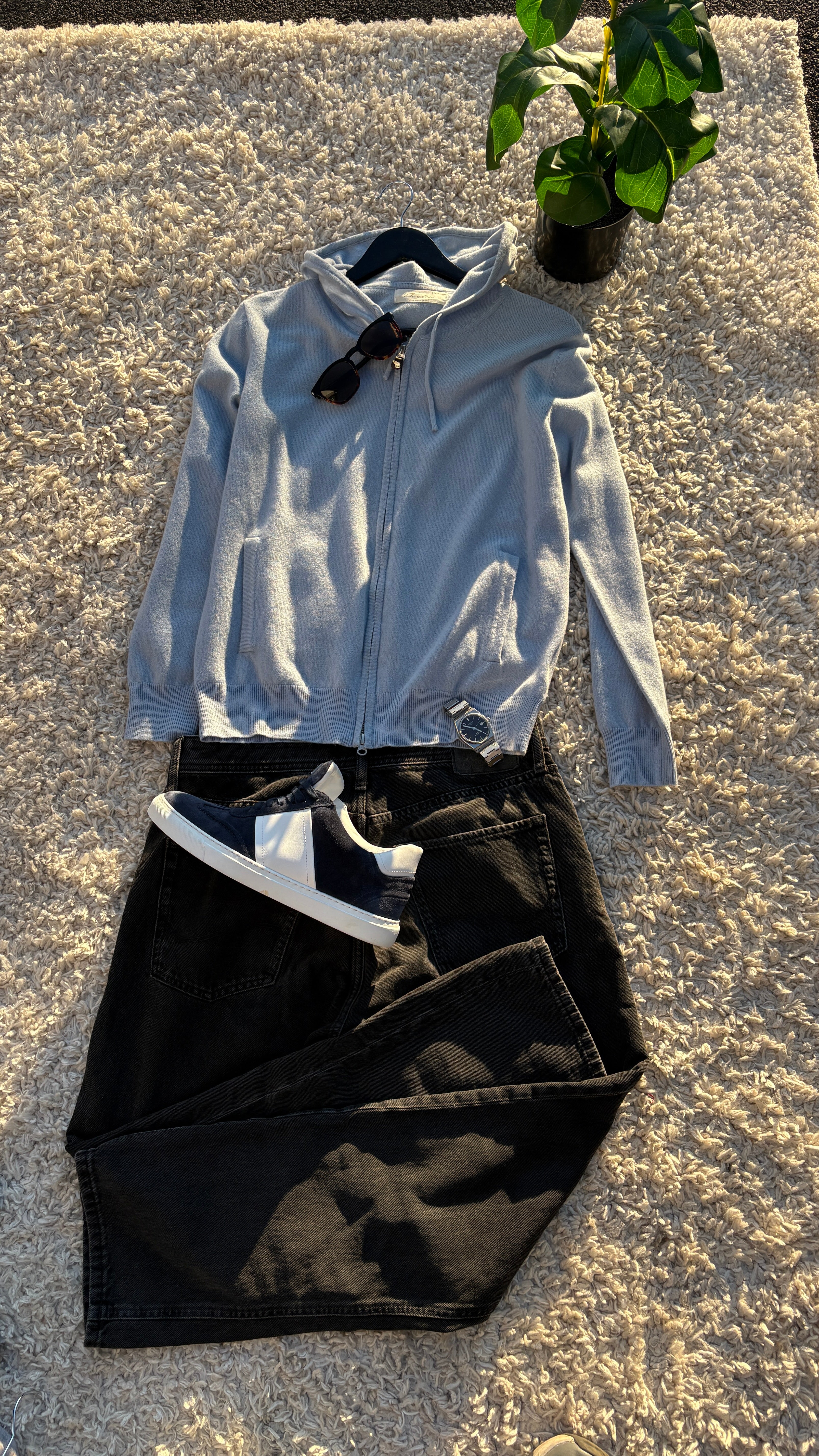 Ljusblå kashmir zip hoodie | Light blue cashmere zip hoodie