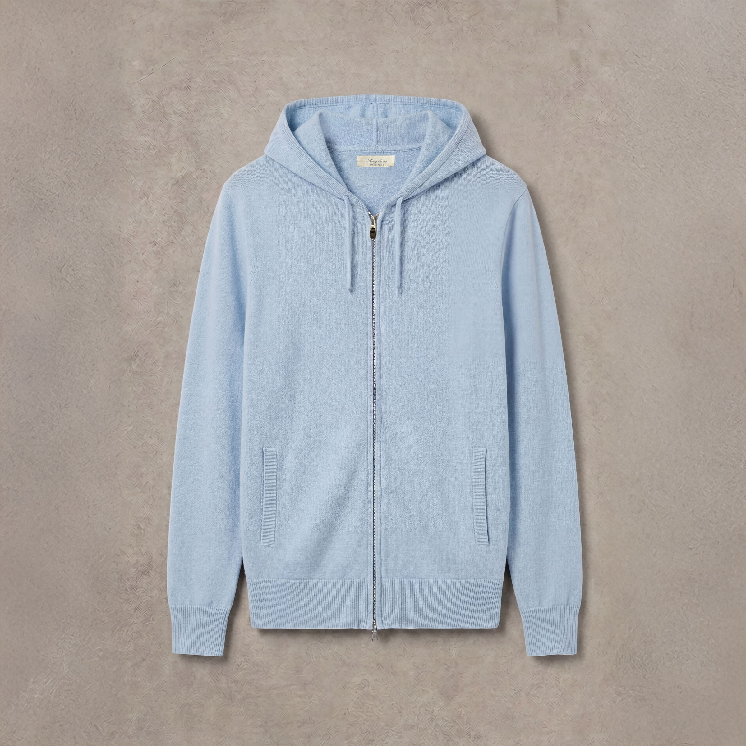 Ljusblå Kashmir Zip Hoodie