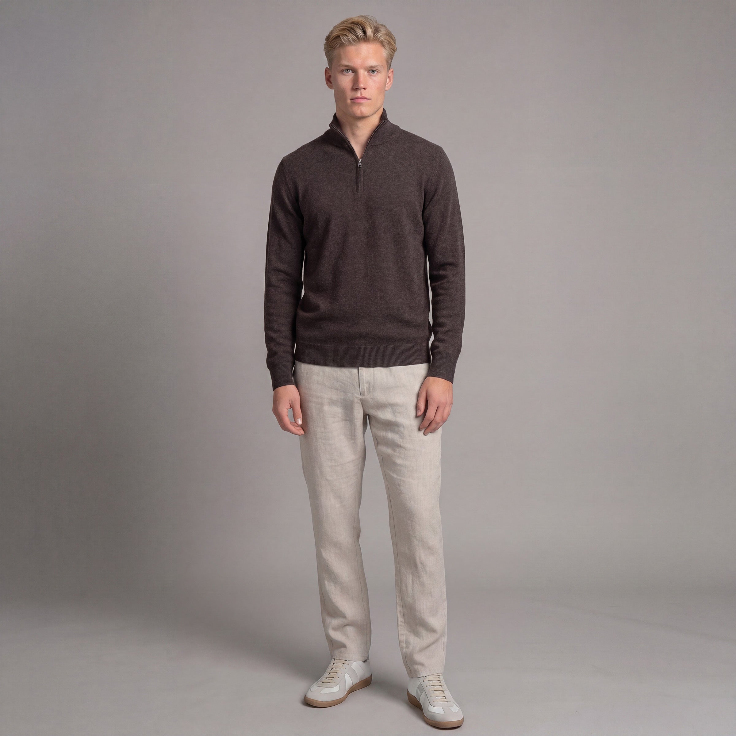 Augusto Quarter Zip - Brown