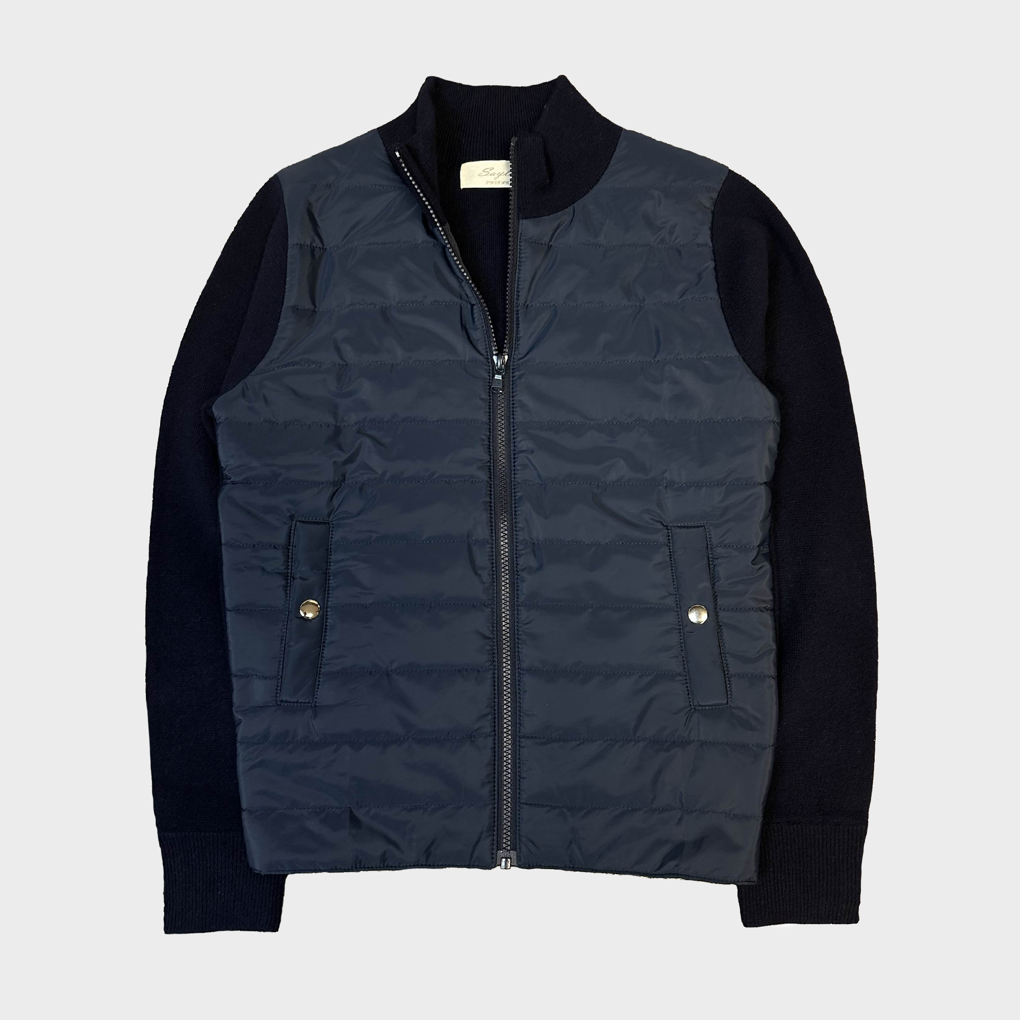 Wool Cardigan Zip Jacket Navy