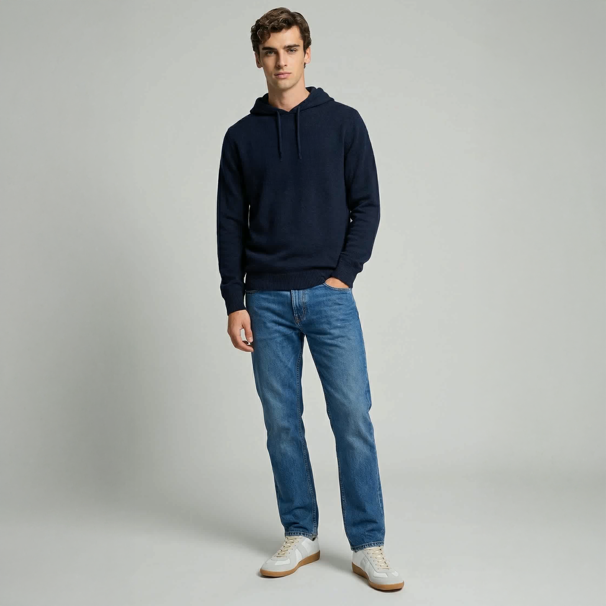 Marinblå Kashmir Hoodie