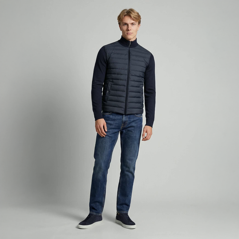 Merino Cardigan Zip Jacket Navy