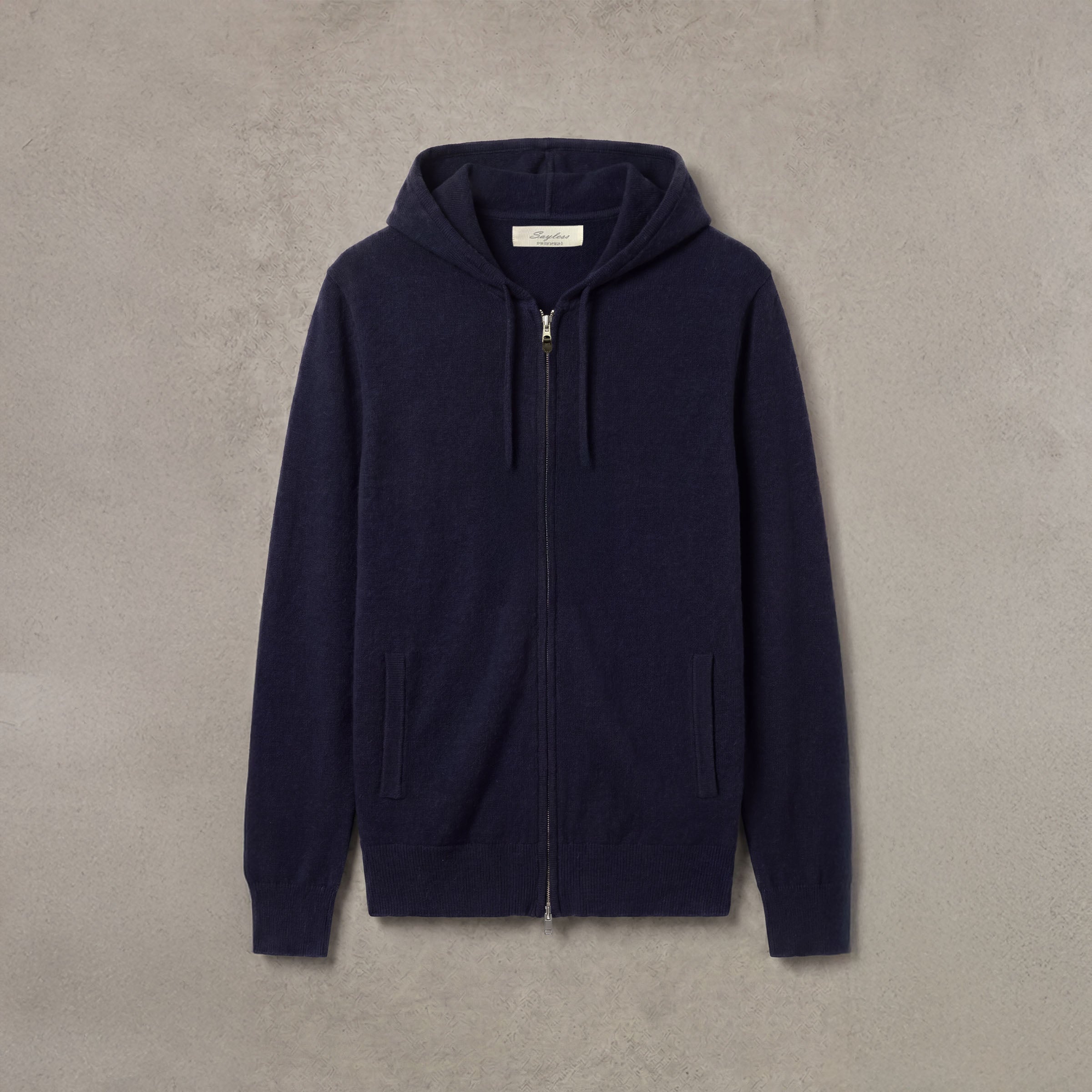 Marinblå Kashmir Zip Hoodie
