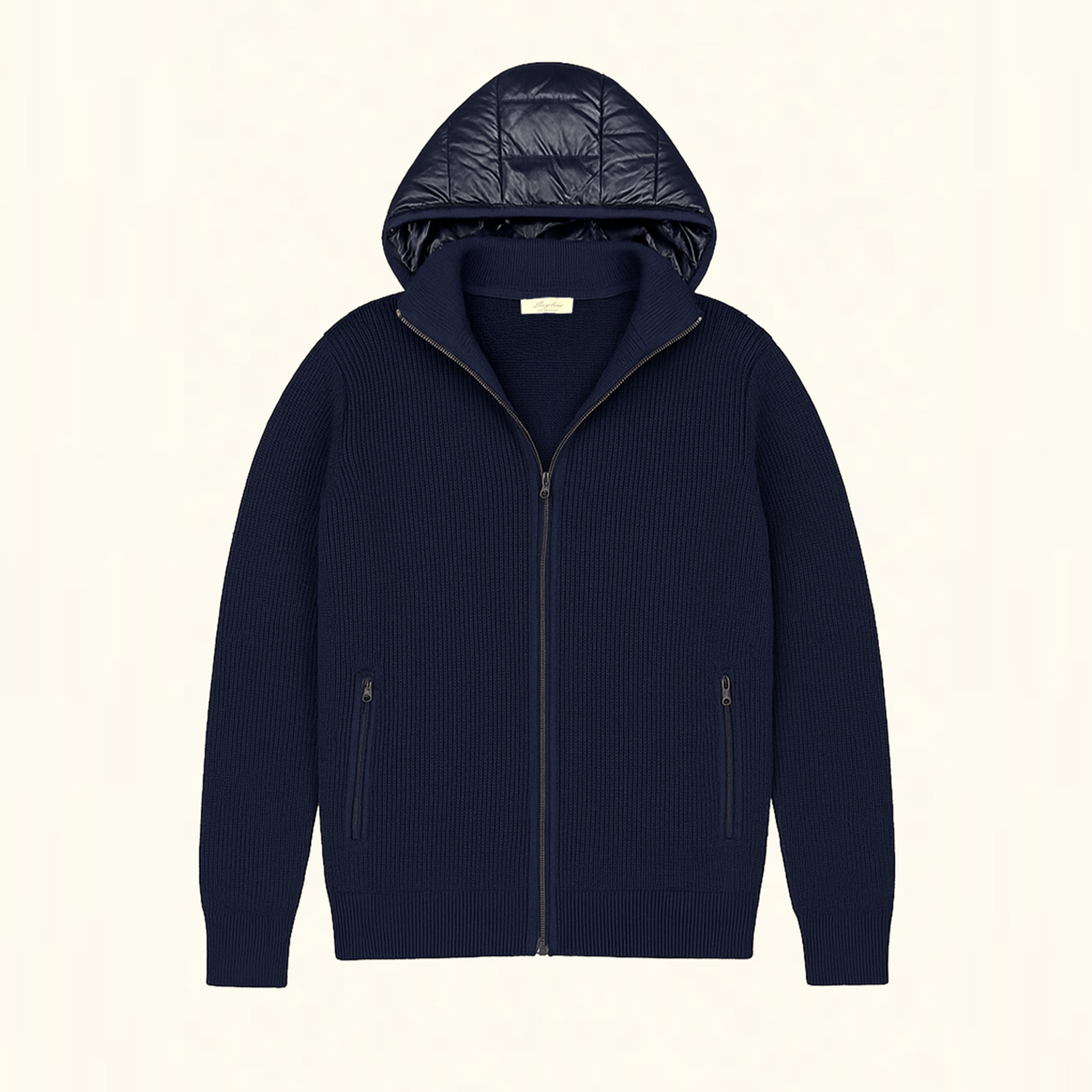 Waffle Knitted Cardigan - Padded hood